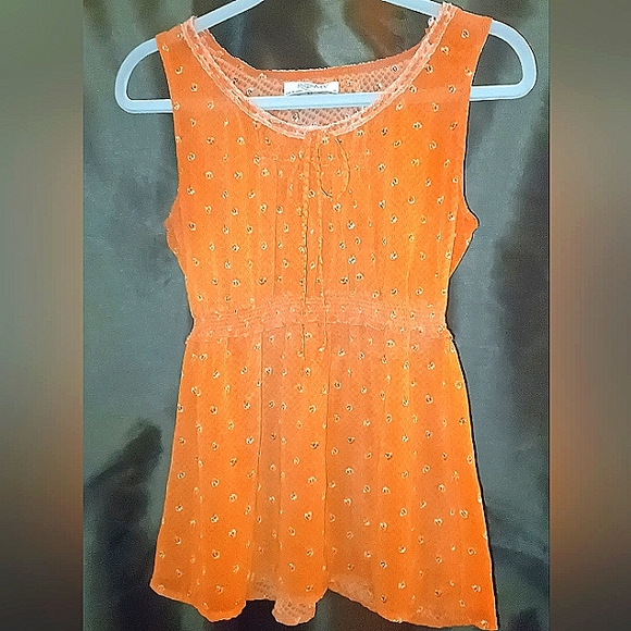 Sheer Orange Peasant Tank - Picture 1 of 3